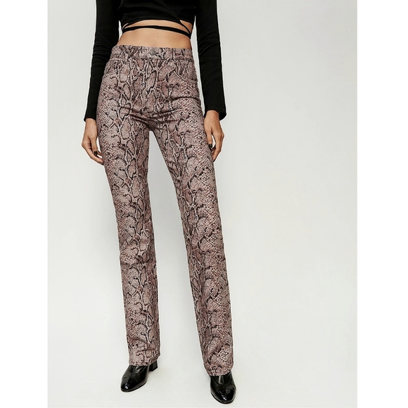 Reformation Peyton Snake Skin Python High Rise Boot Cut Denim Jeans - Picture 2 of 10